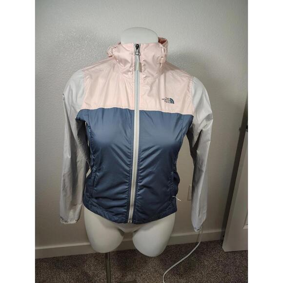 The North Face Colorblock Windwall Women Light Weight Hoodie Zip Up Wind Breaker - Picture 2 of 9